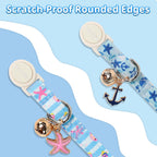 Lionet Paws light blue fish print cotton kitten collar with starfish charm
