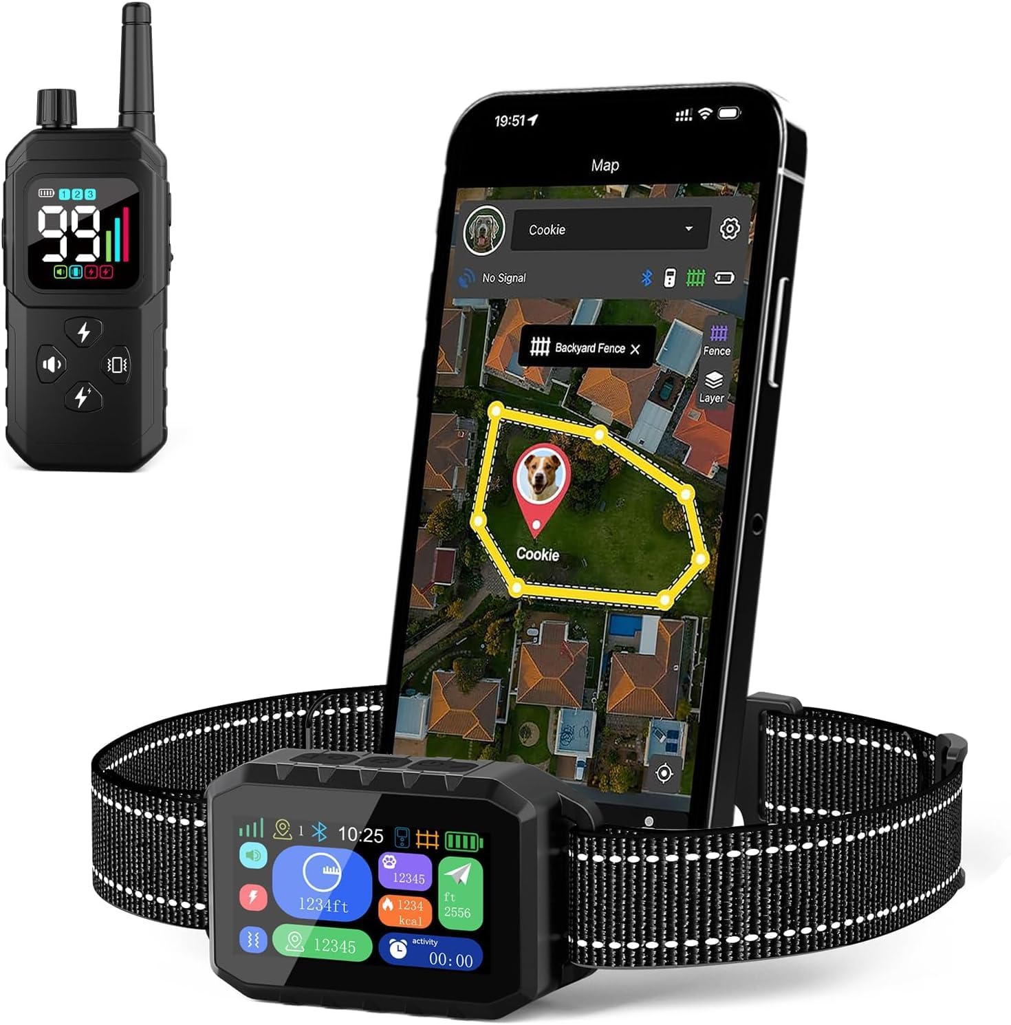Zigtiger GPS wireless dog fence and training collar front view showing the digital display receiver