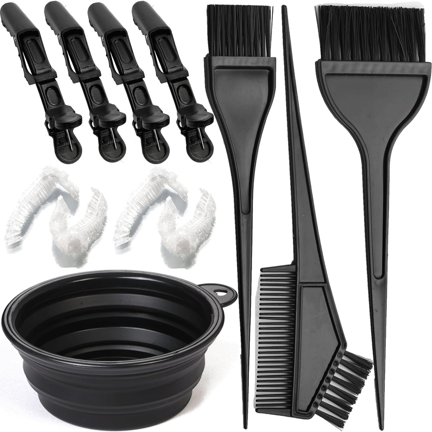 Borogo 12-piece professional salon hair coloring kit front view featuring black mixing bowl and applicator brushes.