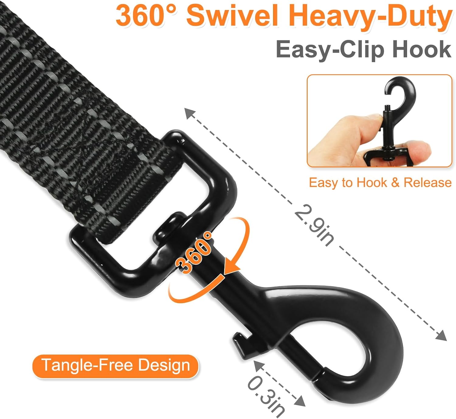 Close up view of CLCKUMTU heavy duty leash with close control traffic handle