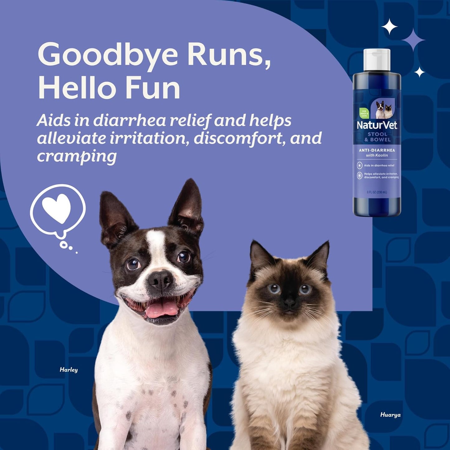 Back label of NaturVet Anti-Diarrhea supplement with ingredients