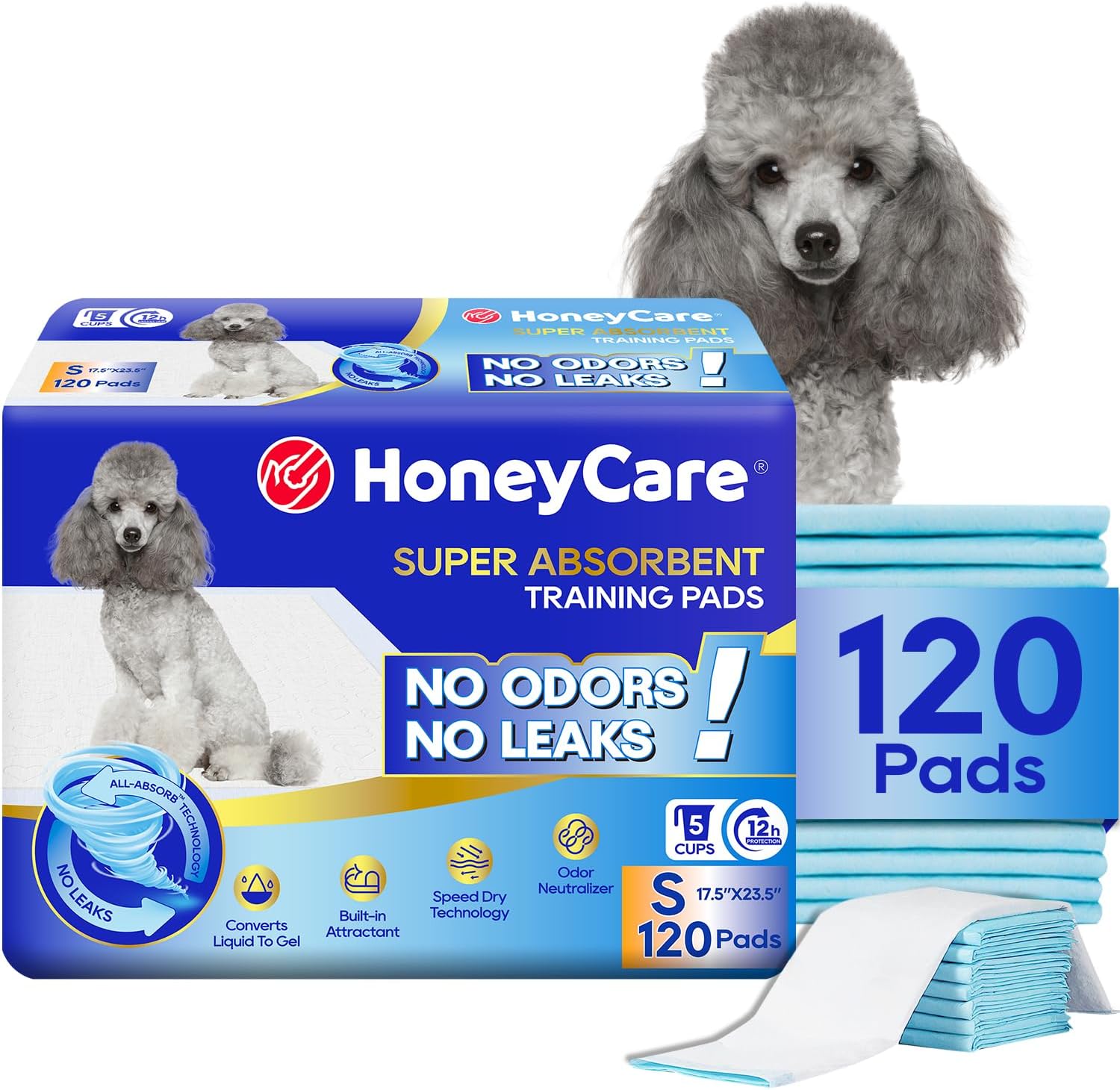 Honey Care All Absorb puppy training pads front view premium pet housebreaking sheets