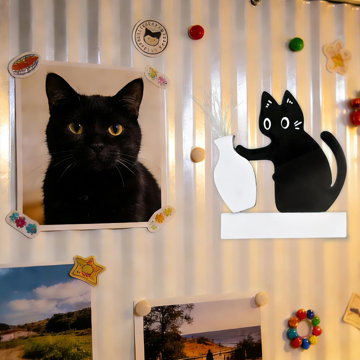 Cat Whisker Holder Keepsake Acrylic Refrigerator Decorations Pet Keepsake Cute Cat Pushing Vase Pet Whisker Collector-1 Pcs - Image 5