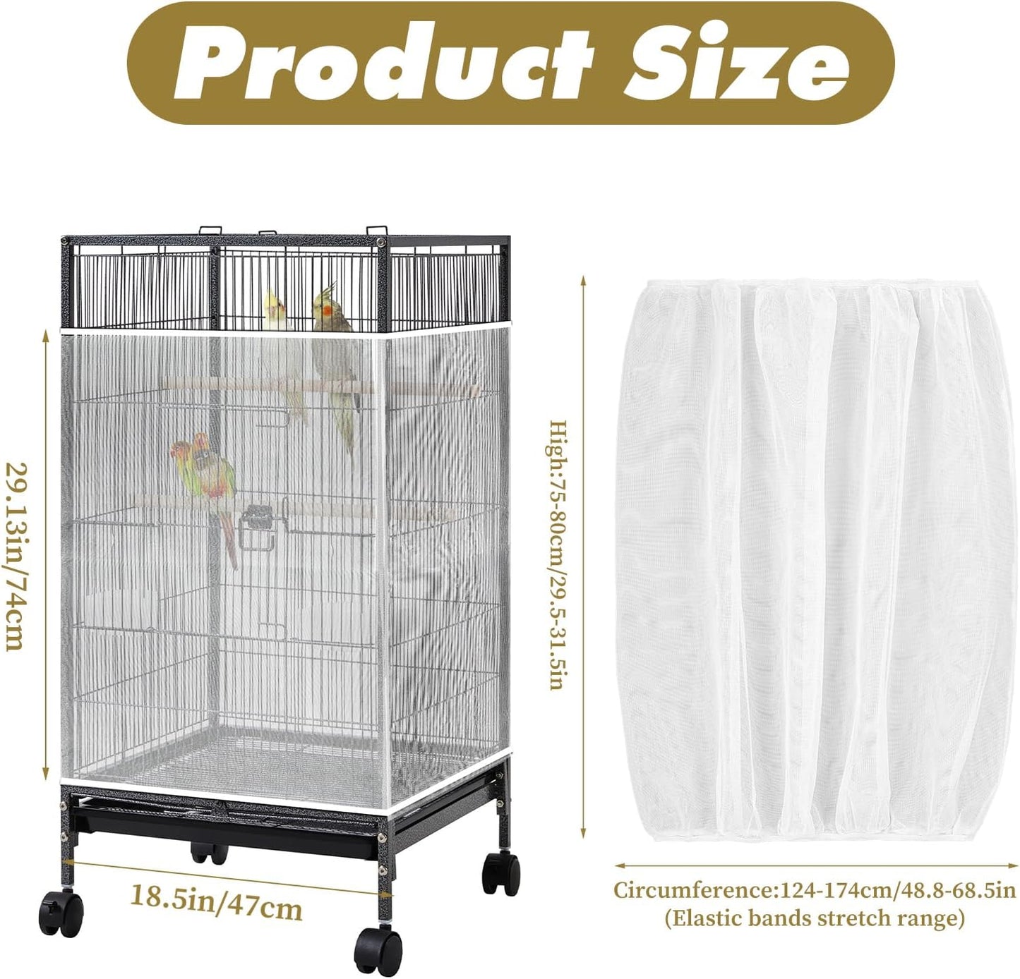 Hpmjz adjustable nylon mesh birdcage net cover close up material detail