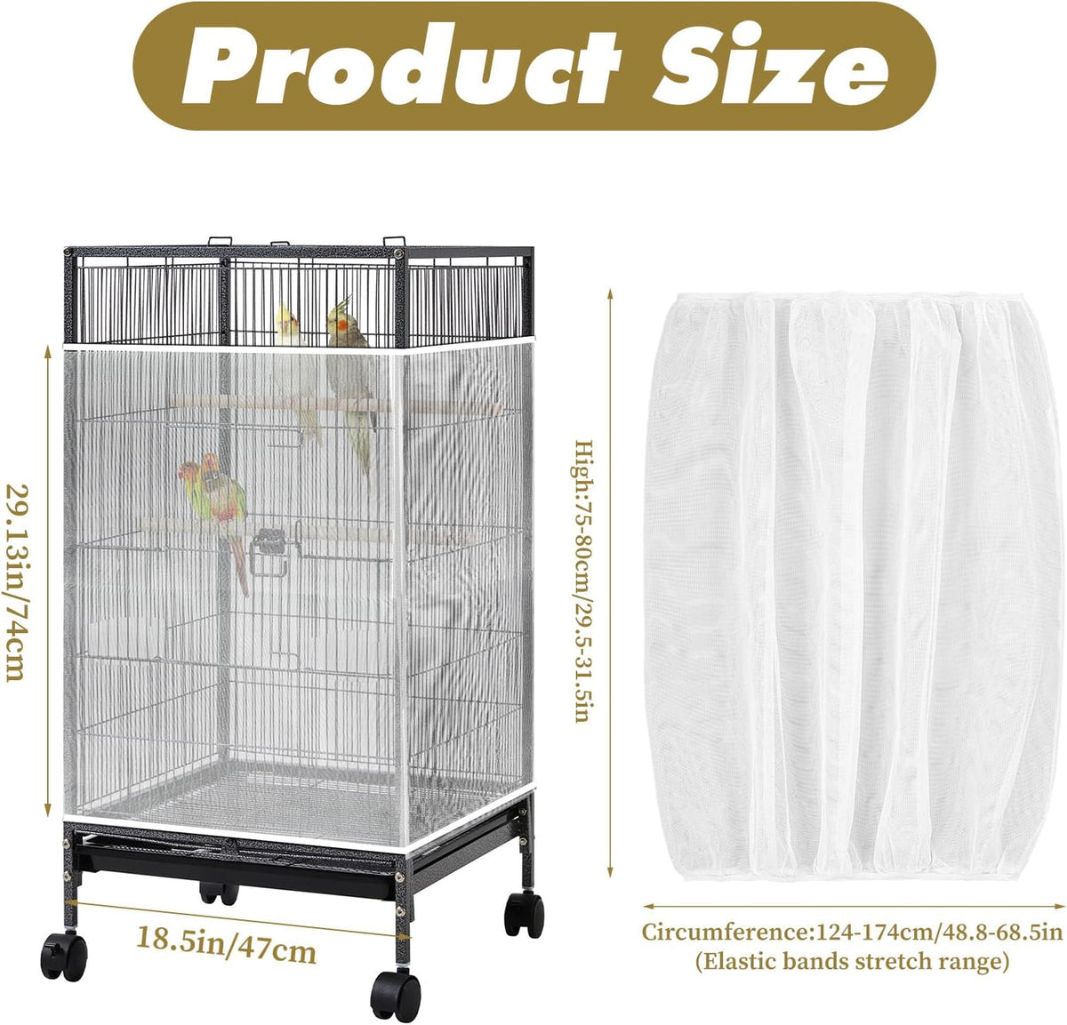 Hpmjz adjustable birdcage cover installed on a round cage