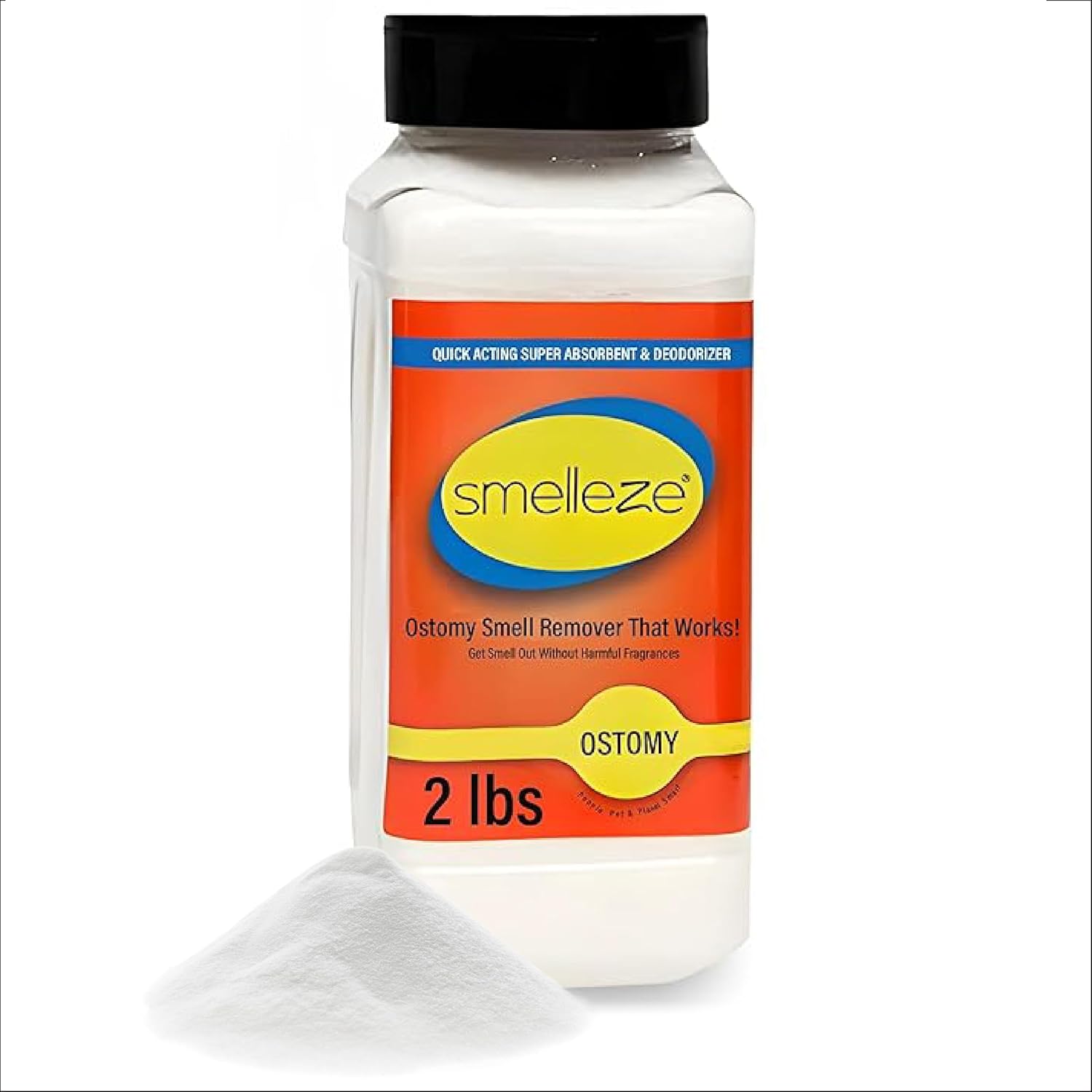 SMELLEZE Ostomy Bag Smell Removal Deodorizer front view bottle showing product labeling