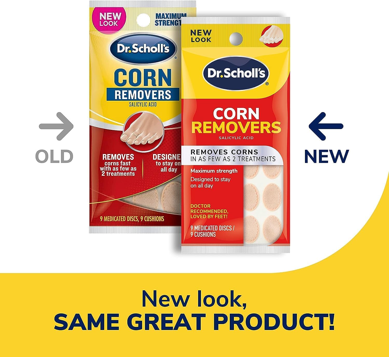 Close up view of the soft foam cushion and medicated disc from the Dr. Scholl's corn remover package for pain relief.