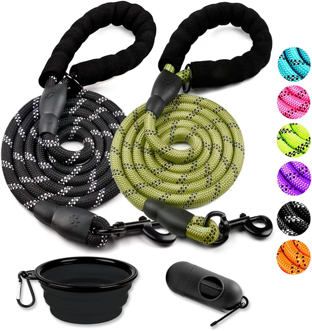 COOYOO 2 Pack Dog Leash 5 FT Heavy Duty - Comfortable Padded Handle - Reflective Dog Leash for Medium Large Dogs with Collapsible Pet Bowl - Image 15