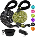 COOYOO 2 Pack Dog Leash 5 FT Heavy Duty - Comfortable Padded Handle - Reflective Dog Leash for Medium Large Dogs with Collapsible Pet Bowl - Image 15
