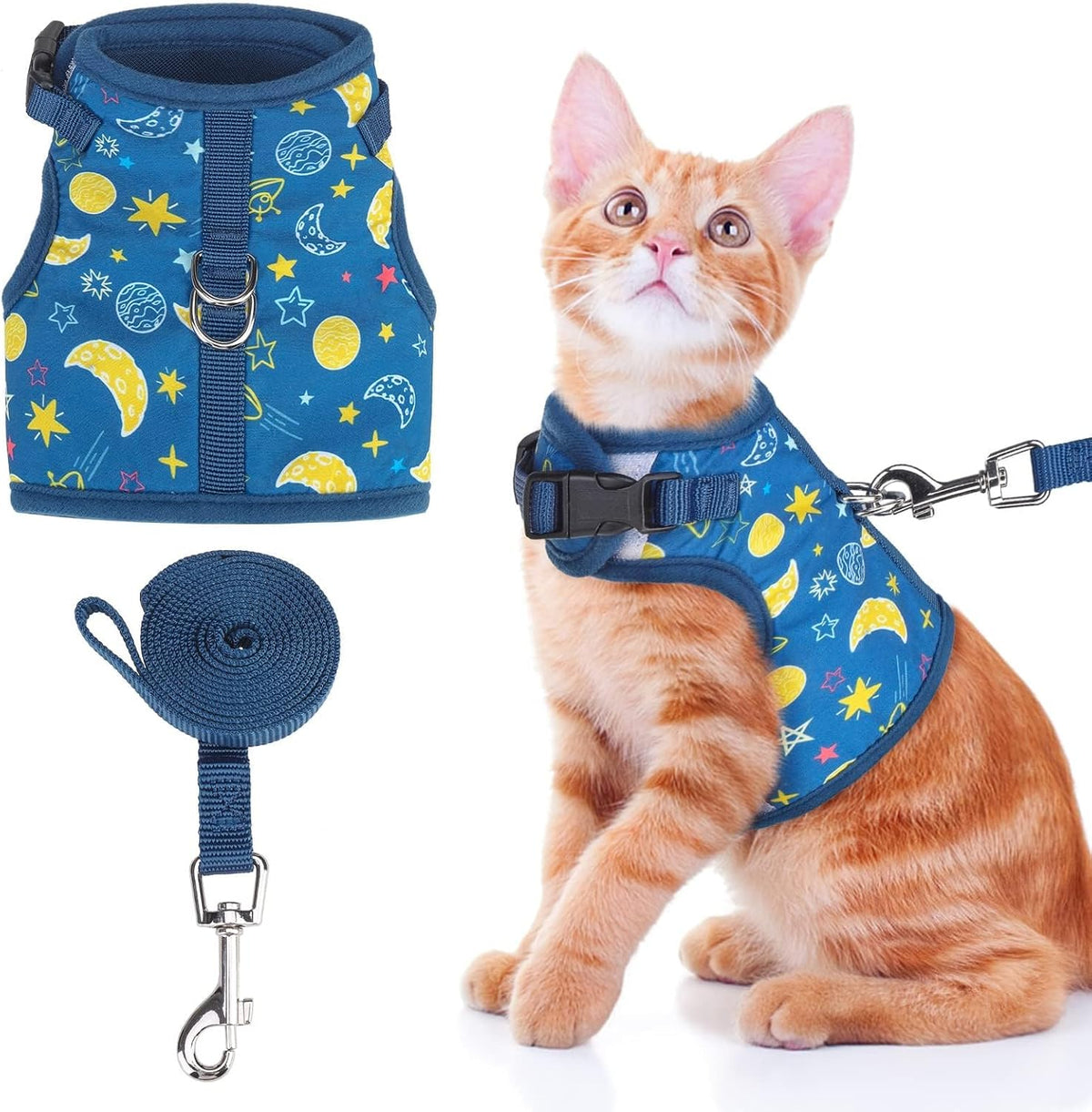BINGPET Cat Harness and Leash Set Escape Proof, Fashionable Adjustable Mesh Harness for Walking, Soft Cute Breathable Easy Control Cat Vest for Kitten Puppy Small Medium Large Cats - Image 9
