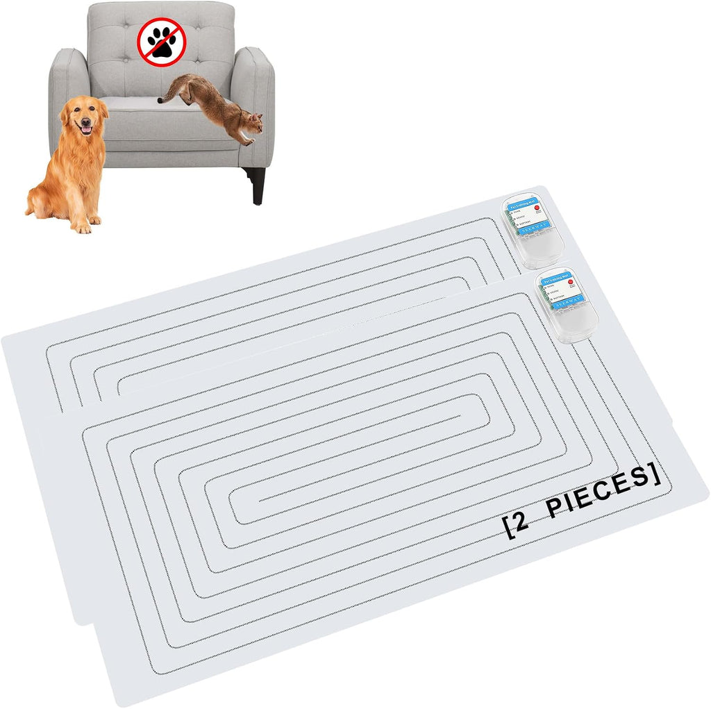 SEERWAY Scat Pet Shock Mat 2 Pieces, Shock Pads for Dogs and Cats Training Indoor, Electric Repellent Mat Keeps Pets Off Couch, Sofa, Countertop, 3 Modes, 2 Pieces Same Size, Battery Operated - Image 10