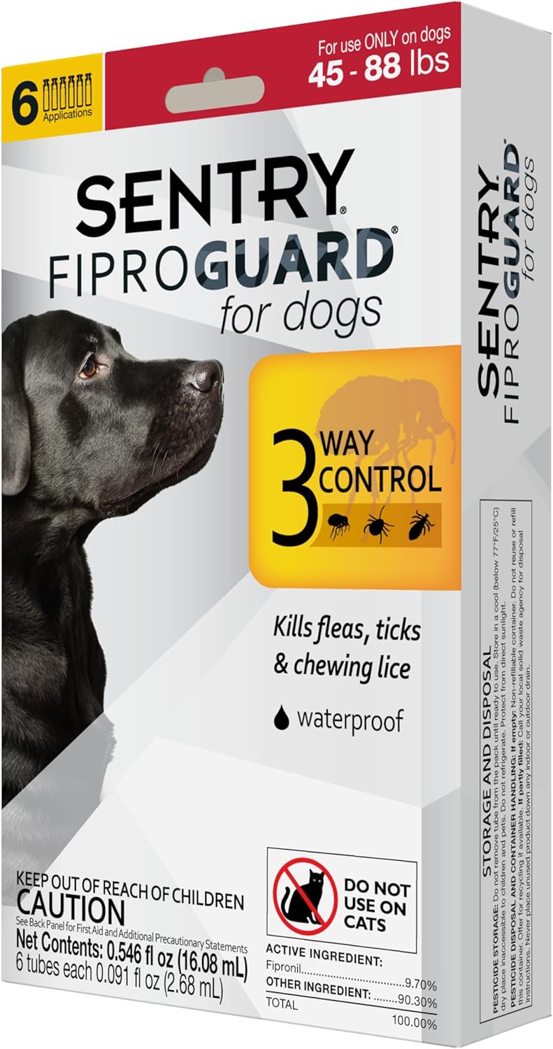 Sentry Fiproguard dog flea medicine doses out of box view