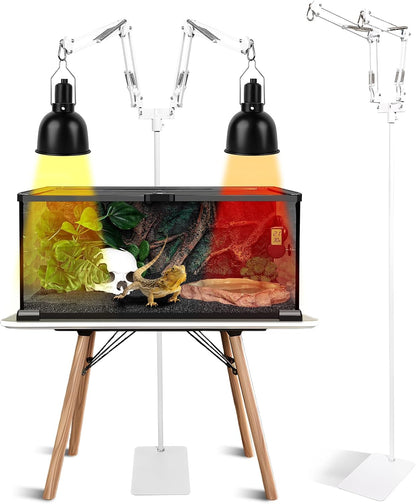 Dual Reptile Light Stand, Dual Swing-Arms, Black, 15.7-74.3 inch | 2 Adjustable 360 degrees Swing Arms, Heat Bulb Stand, For Bearded Dragons, Turtles, Chameleons, Terrarium Compatible - Image 10