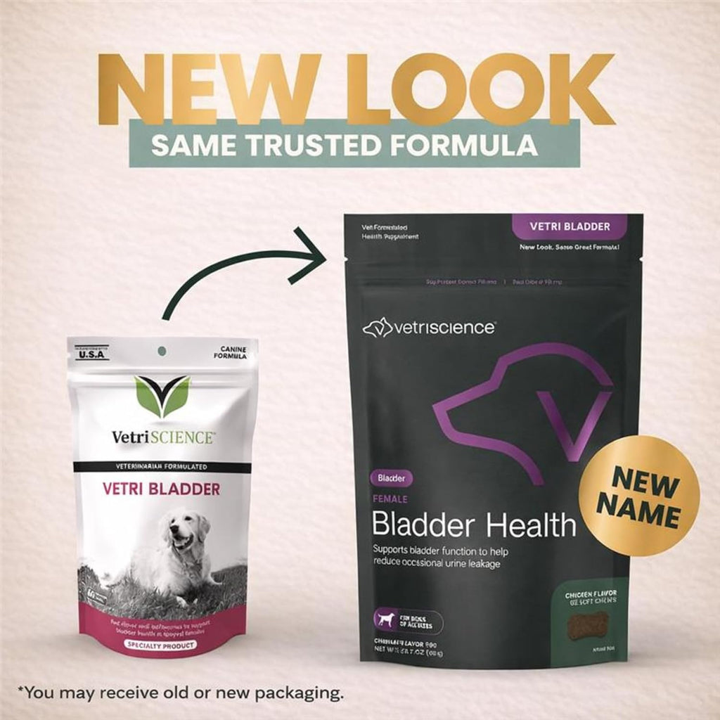 VetriScience canine urinary support supplement imported soft chews for dog bladder control.