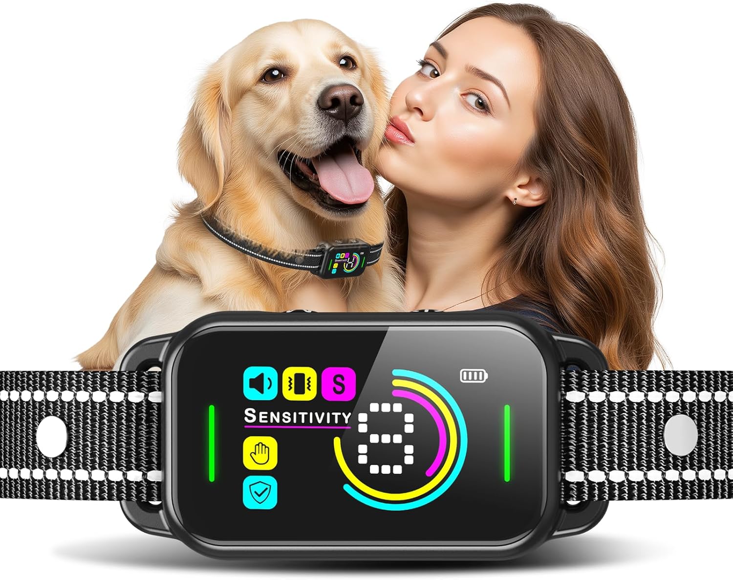Dinjoo smart AI dog bark collar front view