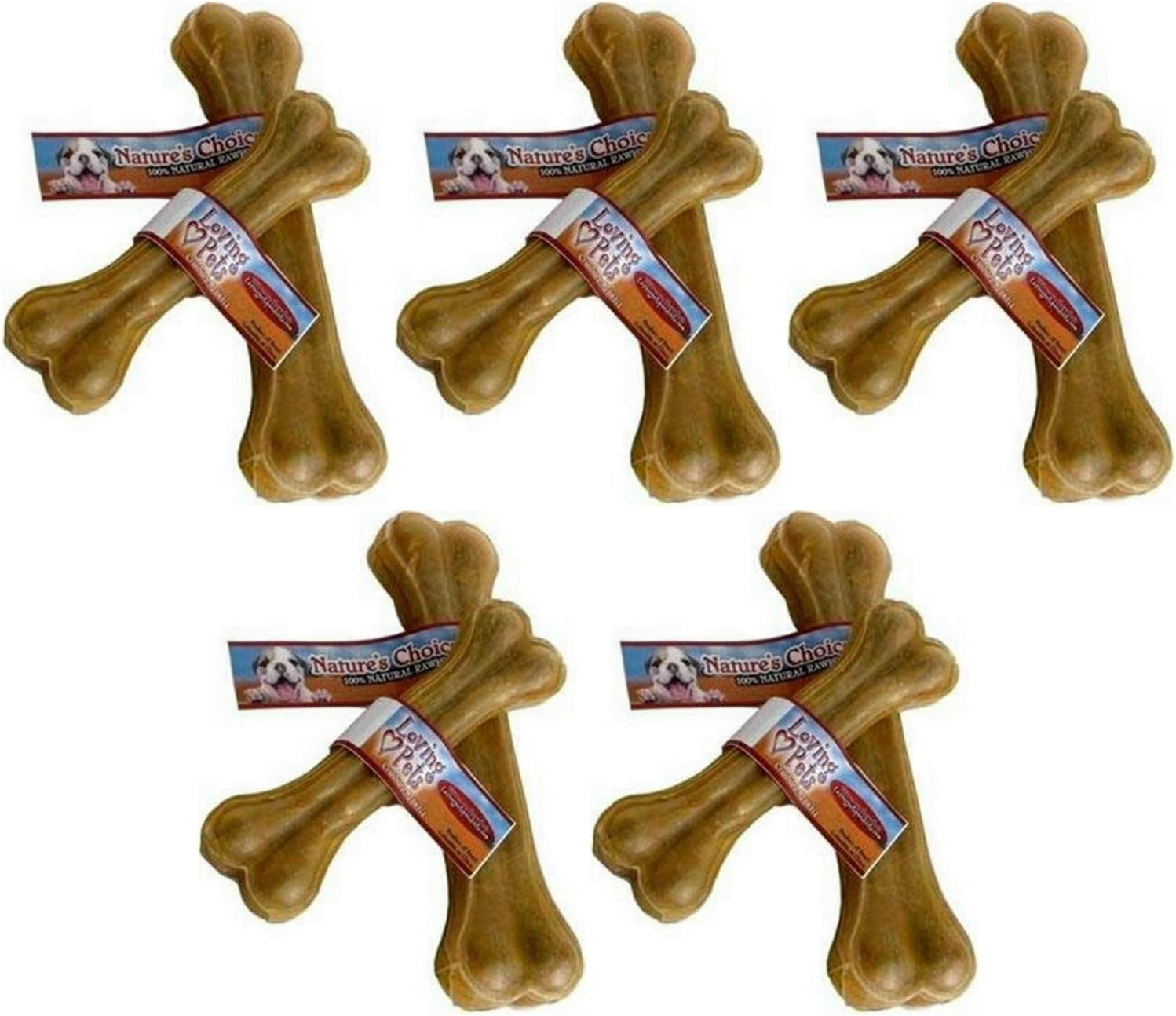Loving Pets compressed rawhide twelve inch dog bone pack of five packaging view