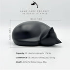 Comemori handcrafted resin cat statue memorial showing sixteen ounce capacity dimensions