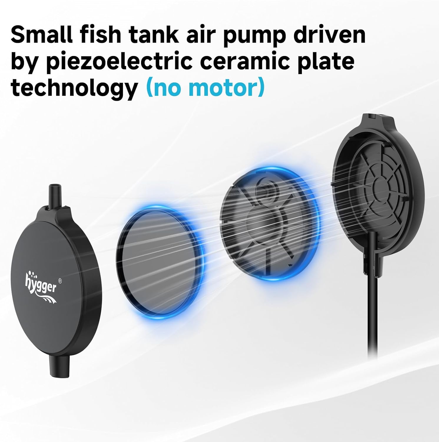 hygger 1.5 Watt Mini Aquarium Air Pump, Quiet Aerator with Air Stone Tubing Suction Cup Clip, Small Fish Tank Bubbler Oxygen Pump for 1 to 15 Gallon Betta Tank, Fish Bowl, Desk Small Tank - Image 4