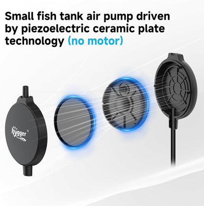 hygger 1.5 Watt Mini Aquarium Air Pump, Quiet Aerator with Air Stone Tubing Suction Cup Clip, Small Fish Tank Bubbler Oxygen Pump for 1 to 15 Gallon Betta Tank, Fish Bowl, Desk Small Tank - Image 4