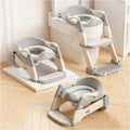 Snugzy 3-in-1 toddler potty training seat front view showing grey cushion and adjustable ladder steps