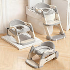 Snugzy 3-in-1 toddler potty training seat front view showing grey cushion and adjustable ladder steps