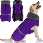 Doglay waterproof winter dog coat front view with furry collar