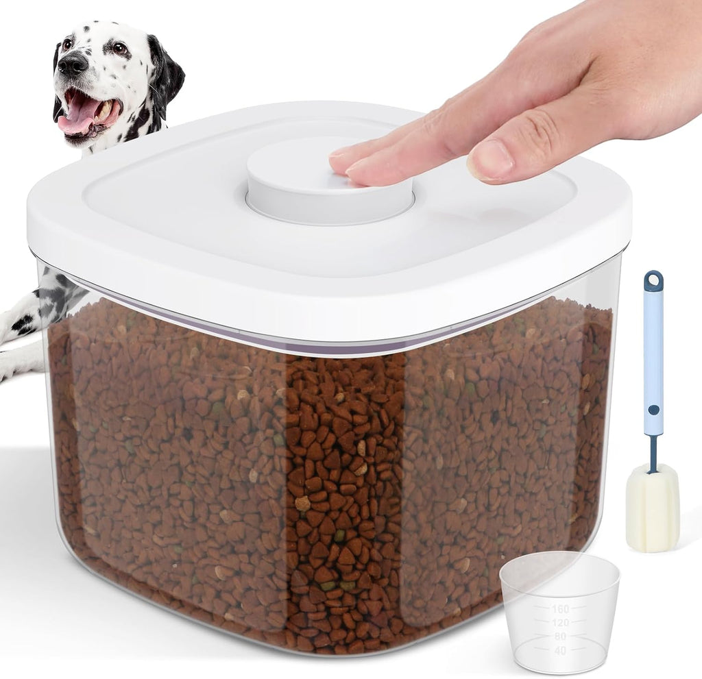 12 lbs Airtight Dog Cat Food Storage Container and Dog Treat Containers BPA-Free, PET Clear Stackable Pet Storage Bin, 1-Cup Scoop, 1-Sponge cleaning brush, Pop Top, With handle, Easy Mobility-large - Image 12