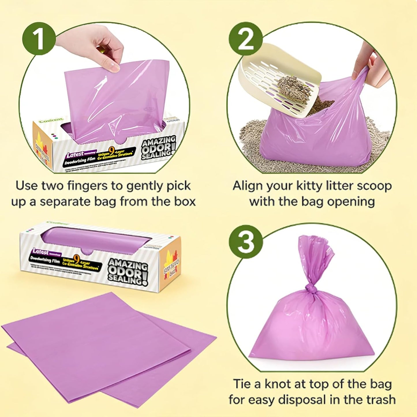 Thickened leakproof pet waste bags for cat litter disposal