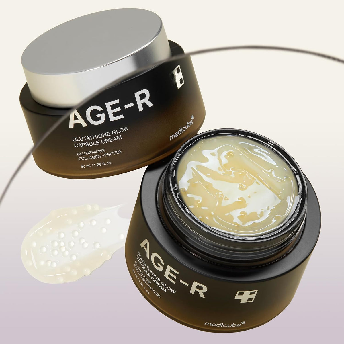 Medicube AGE-R Glutathione cream jar angled view with branding