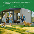 Premium beef flavored calming chewables for dogs by Vitamatic USA imported pet care.