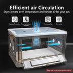 Geniprem kitten incubator showing adjustable temperature and humidity monitor