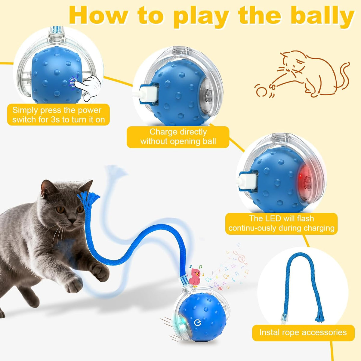 USB charging cable and Petayouj cat toy accessories