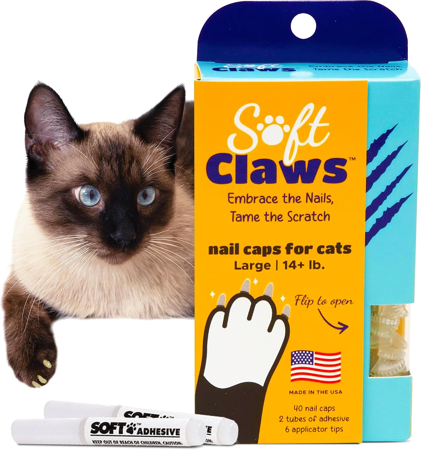 Soft Claws Cat Nail Caps for Medium Cats - (40 Caps, Clear) - Made in USA - Veterinarian-Developed | Protects Furniture & Skin - Easy to Apply, Long-Lasting Anti-Scratch Soft Cat Claw Covers - Image 15