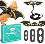 KornaDoz bearded dragon harness and leash set front view with black bat wings