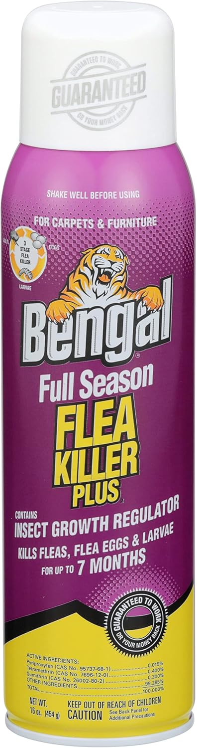 Back of Bengal flea killer can showing instructions and ingredients