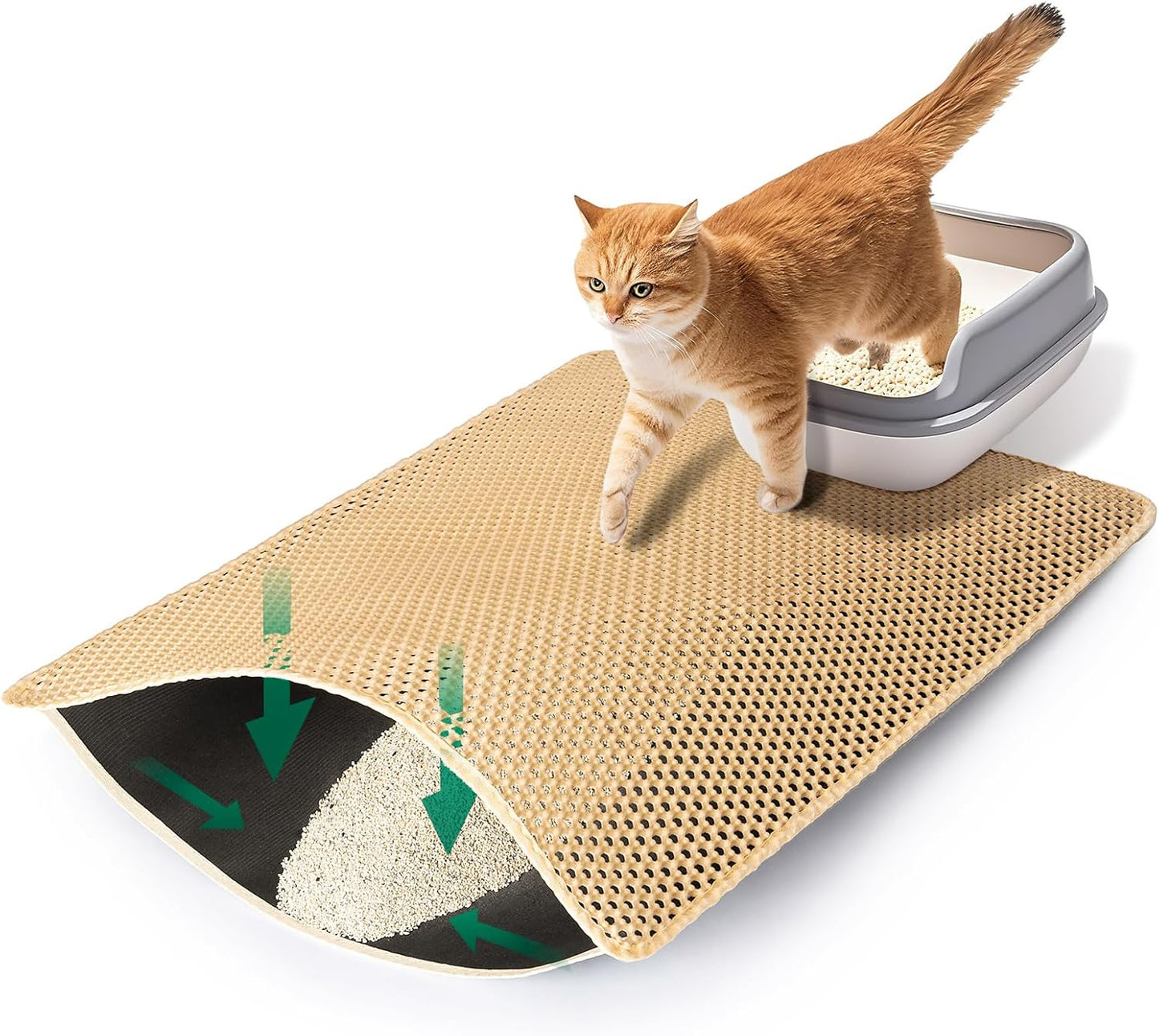 Cat Litter Mats-Extra Large 47''x36'' Litter Trapping Mat for Cat-XXL Litter box Matt for Floor-2 Layer Catcher Rug for Pet kitty Litterbox-Waterproof Urine Proof,Non-Slip - Image 11