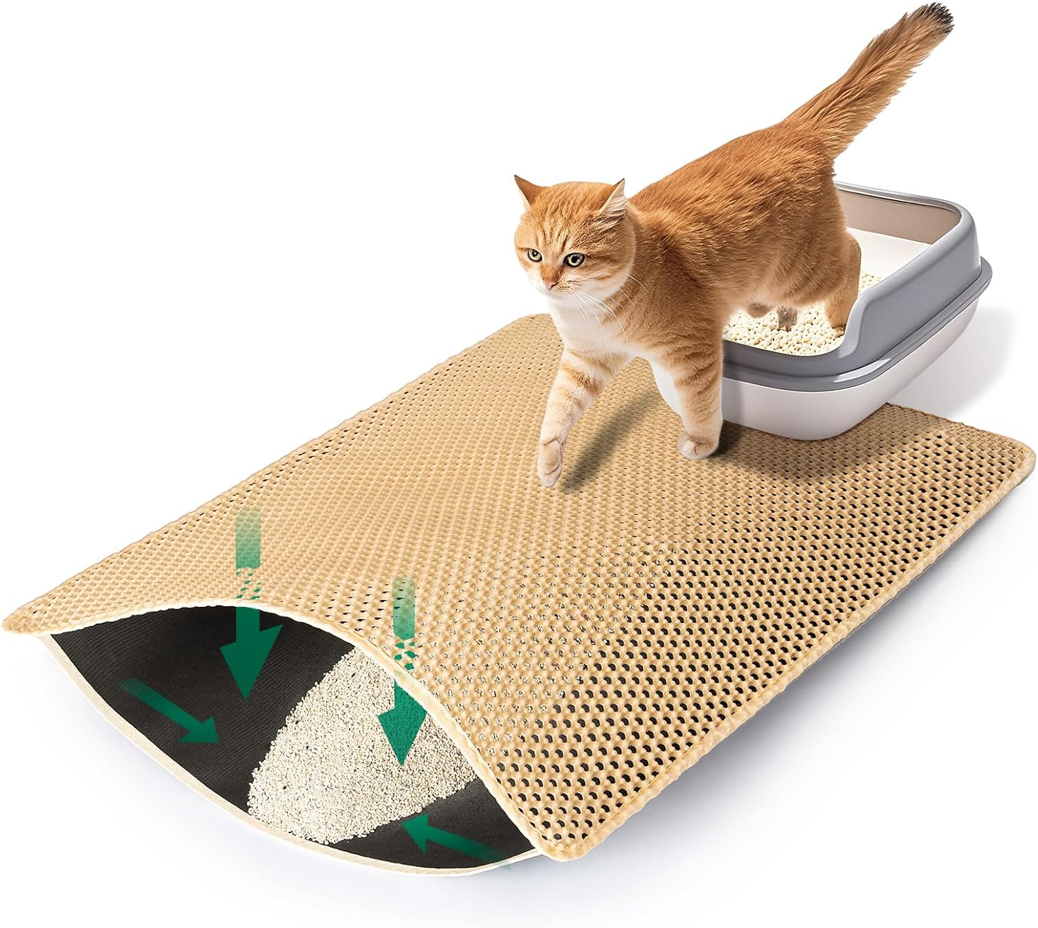 Cat Litter Mats-Extra Large 47''x36'' Litter Trapping Mat for Cat-XXL Litter box Matt for Floor-2 Layer Catcher Rug for Pet kitty Litterbox-Waterproof Urine Proof,Non-Slip - Image 11
