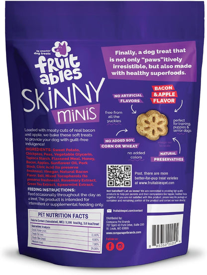 Fruitables Skinny Mini Dog Treats, Healthy Sweet Potato Treat for Dogs, Low Calorie & Delicious, Puppy Training, No Wheat, Corn or Soy, Made in the USA, Bacon and Apple Flavor, 12oz - Image 10