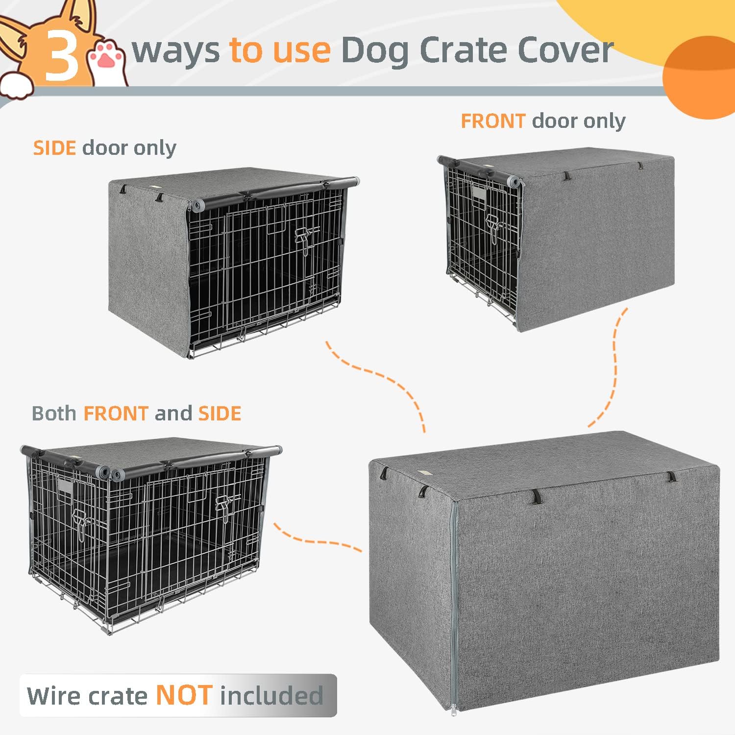 Seiyierr double door pet cage fabric enclosure rolled up view