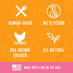 Ingredients label of Full Moon chicken jerky dog treats