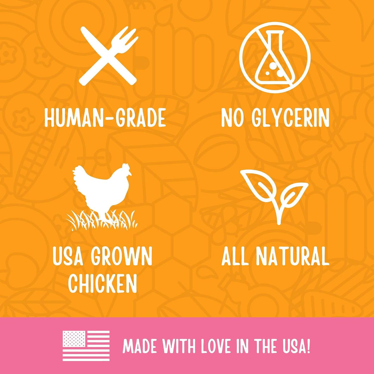 Ingredients label of Full Moon chicken jerky dog treats