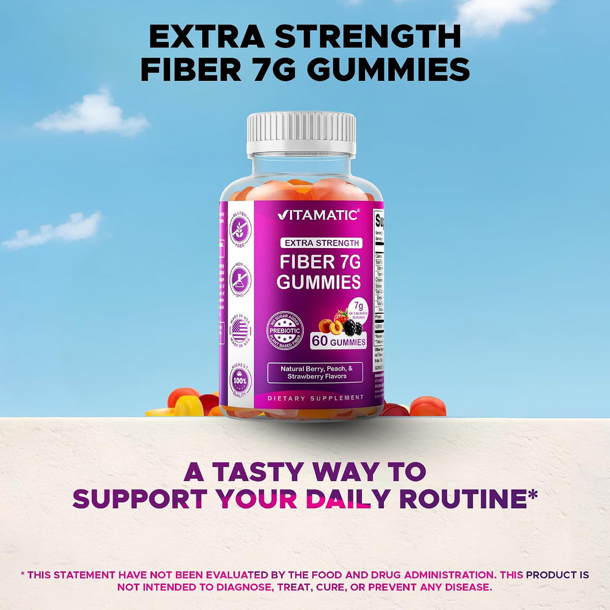 Vitamatic extra strength fiber gummies two pack display