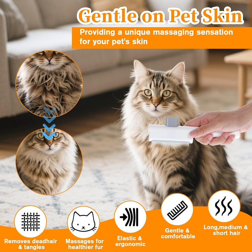 Ergonomic non slip handle of the YBEATY dog flea removal comb set in close up view.