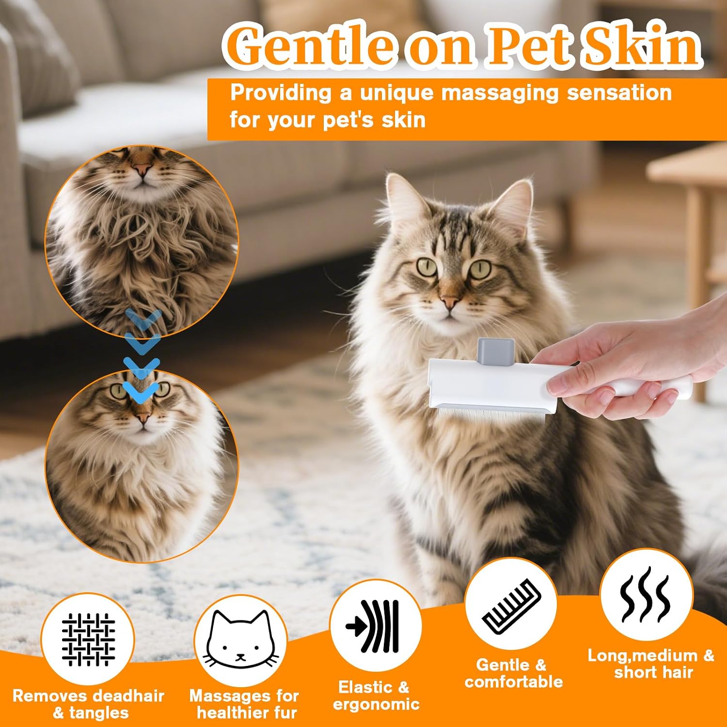 Ergonomic non slip handle of the YBEATY dog flea removal comb set in close up view.