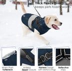 Durable metal D-rings on premium dog walking harness coat