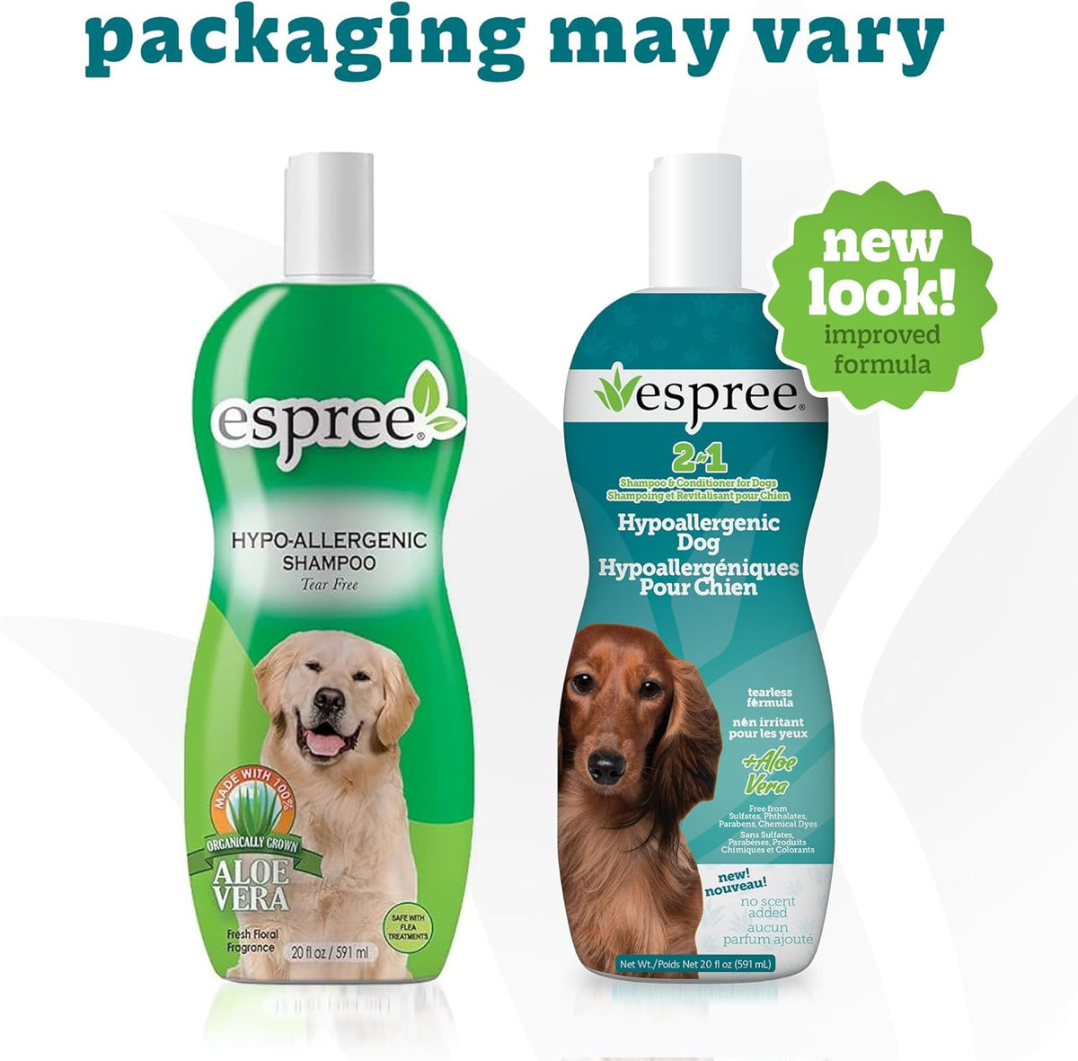 Espree 2 in 1 hypoallergenic dog shampoo with aloe vera imported pet care solution.