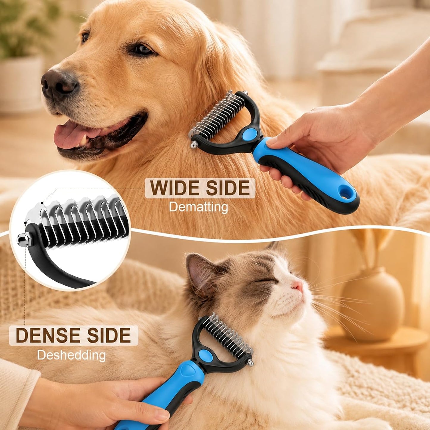 Emily Pets cat brush deshedding tool ergonomic handle view