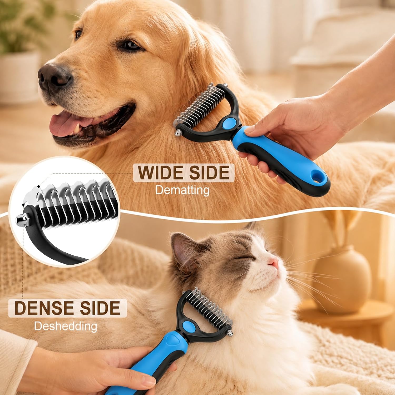 Emily Pets cat brush deshedding tool ergonomic handle view