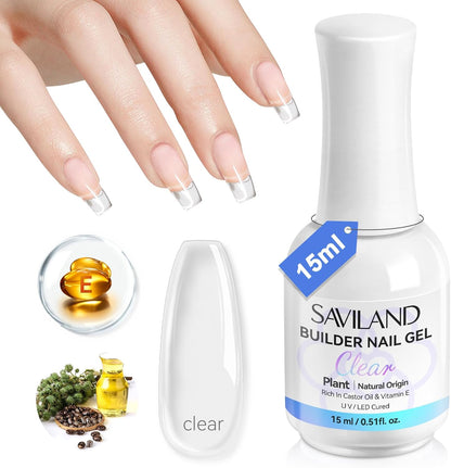 Saviland Clear Builder Nail Gel 15ml bottle front view