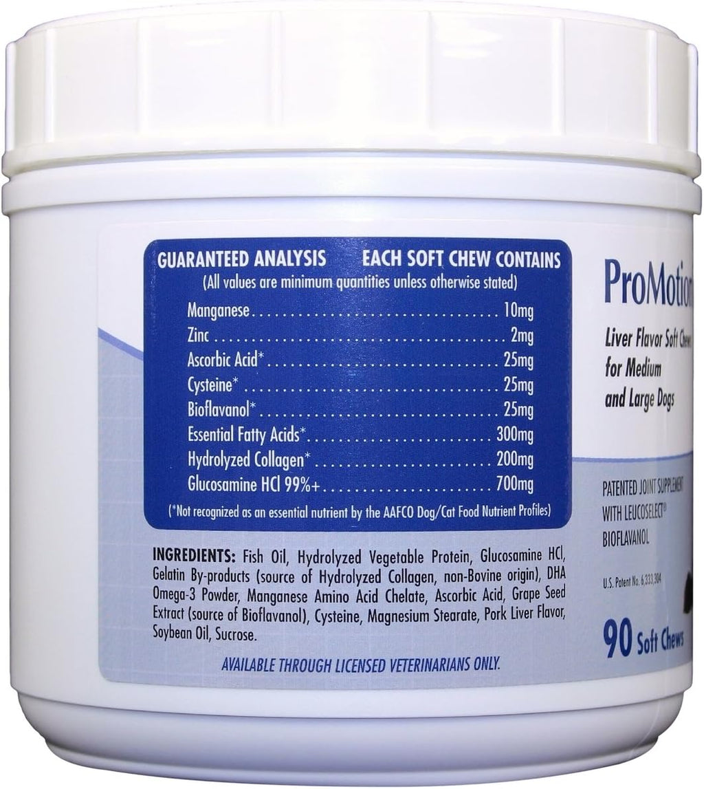 Motion Pro joint support soft chews container label details